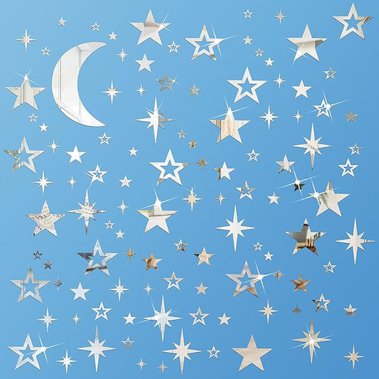 Mirror Moon & Star Wall Stickers