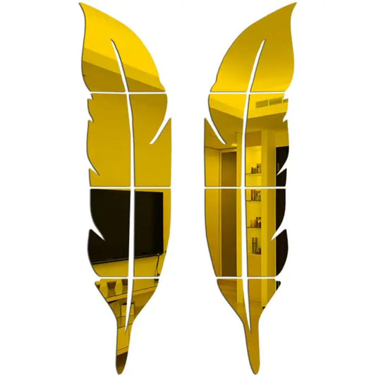 Acrylic 3D Leaf Mirror Wall Décor – Silver Reflection