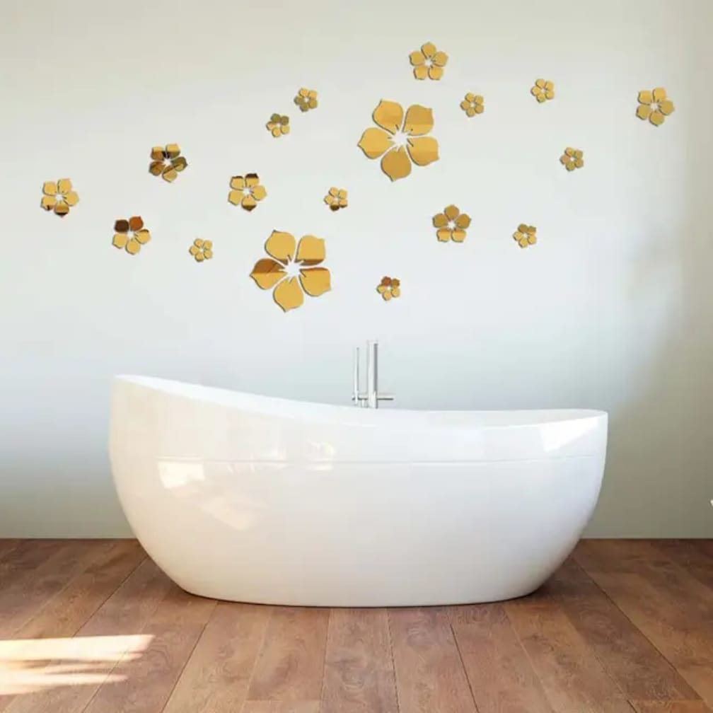 Acrylic Flower Mirror Wall Stickers – Pack of 20