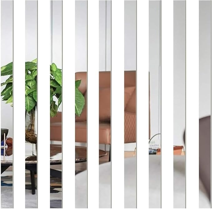 White Striped Mirror Wall Stickers