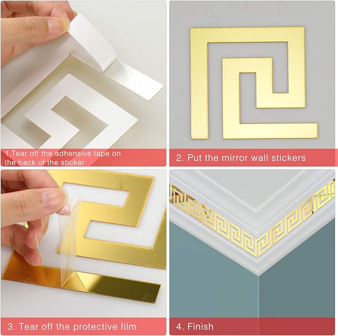 Gold Acrylic Mirror Wall Stickers