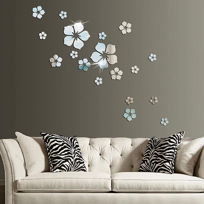 3D Flower Acrylic Mirror Wall Stickers