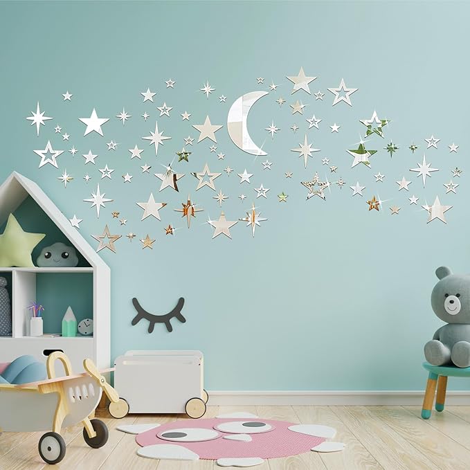 Mirror Moon & Star Wall Stickers
