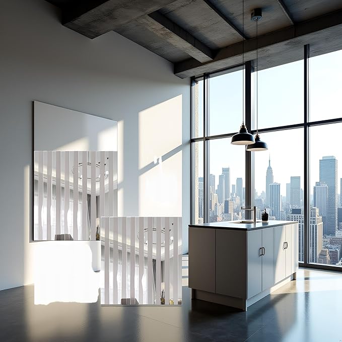 Silver Striped Mirror Wall Stickers (20-Piece Acrylic Border Decal Set – 5×20 cm)