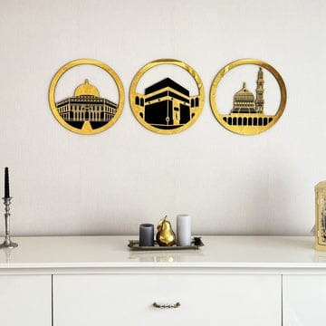 Set of Masjid Al Aqsa, Masjid Al-Haram & Masjid An-Nabawi Acrylic Wall Art