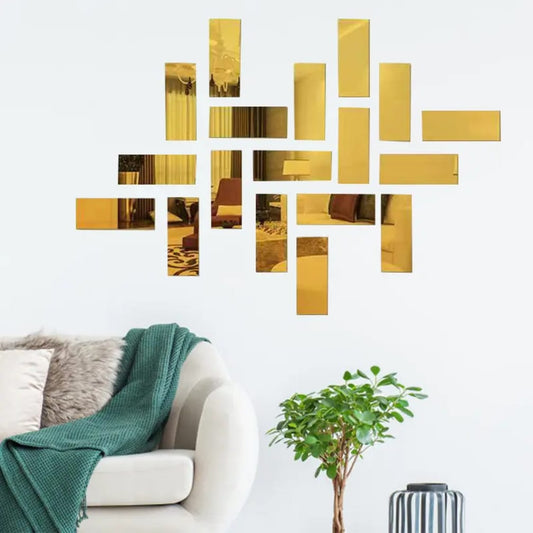 Rectangular Acrylic Mirror Wall Stickers – Gold