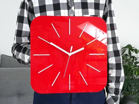 Hipnotic Large Red Acrylic Wall Clock