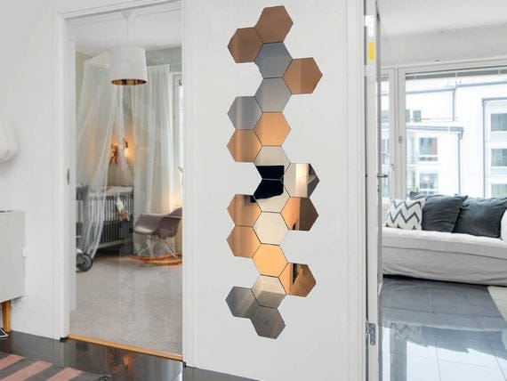 3D Mirror Wall Sticker Hexagon